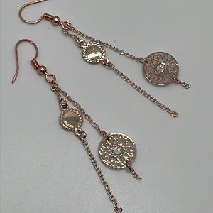 Rose Gold Dangle Earrings.